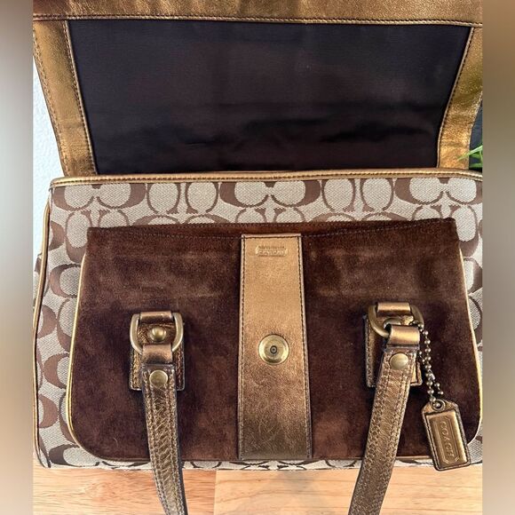 COACH Hampton 1498 Vintage Special Edition Fall ‘04 Bronze Suede Leather Satchel - Picture 10 of 15